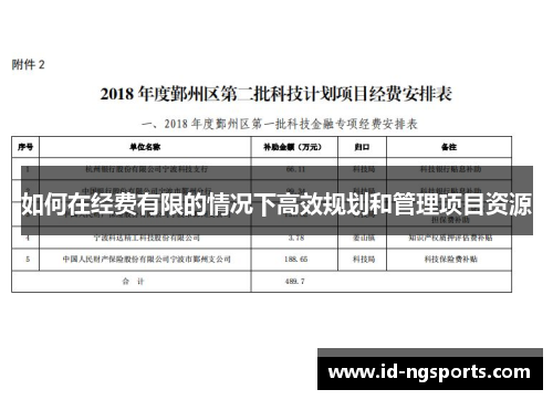 如何在经费有限的情况下高效规划和管理项目资源