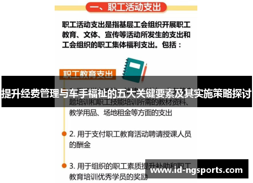 提升经费管理与车手福祉的五大关键要素及其实施策略探讨
